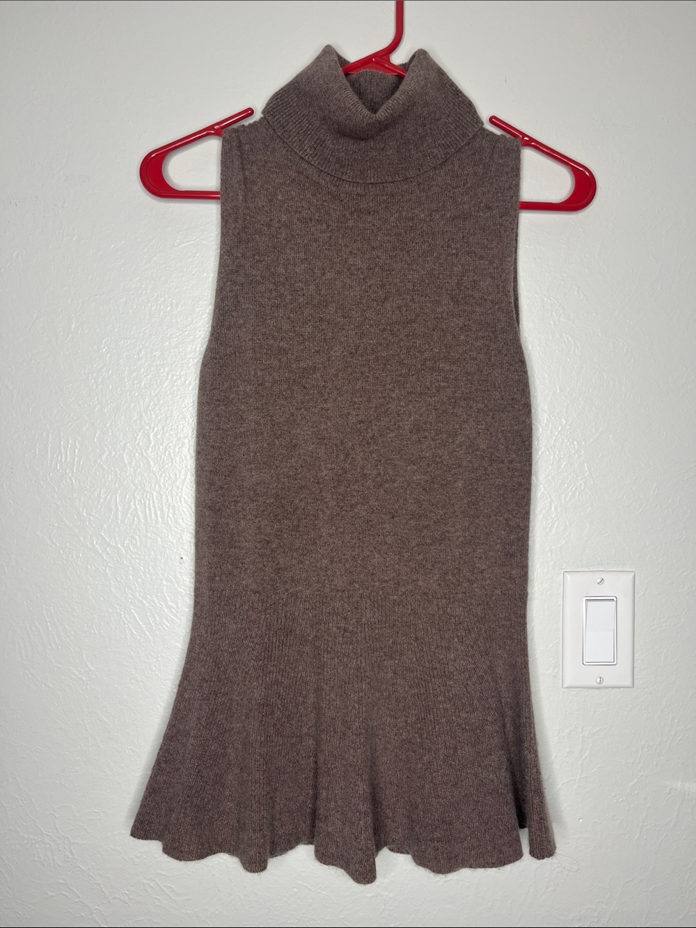 Cashmere Antonio Melani Sleeveless Turtleneck Tunic Sweater Size XS Light Brown